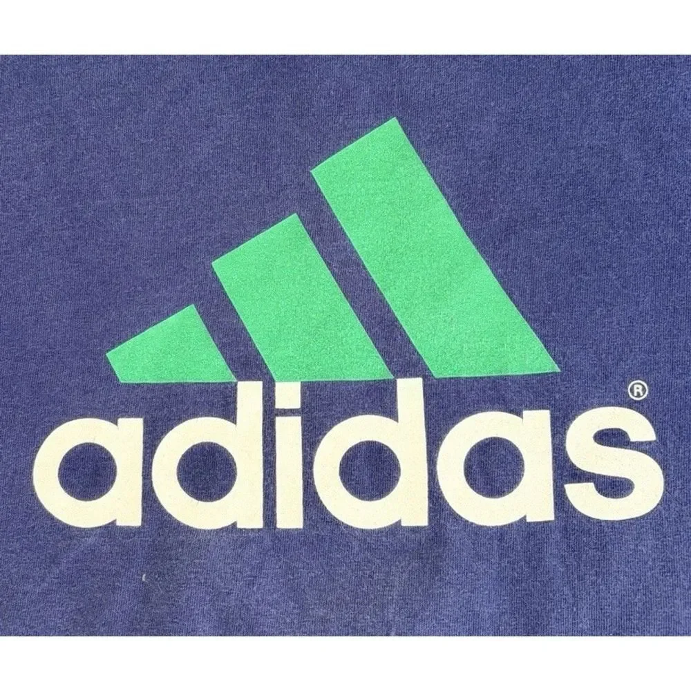 Vintage Adidas Mens Large Blue Logo Graphic T Shirt Short Sleeve Athletic Casual